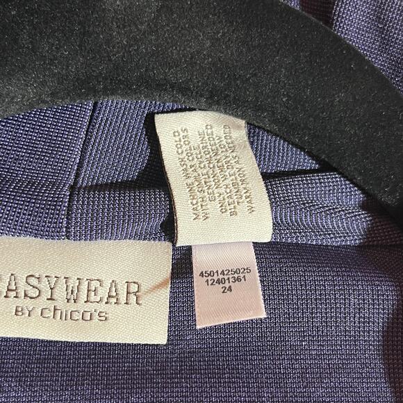 Chico's Easywear Cardigan Sweater Size 2 US Large Blue Liquid Knit Open Front - Picture 6 of 8